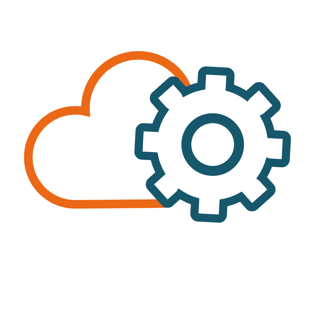 Cloud-Anbieter Wolke mit mechanischem Zahnrad