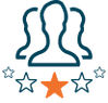 3 Köpfe mit Sternen, die erfahrene Experten symbolisieren